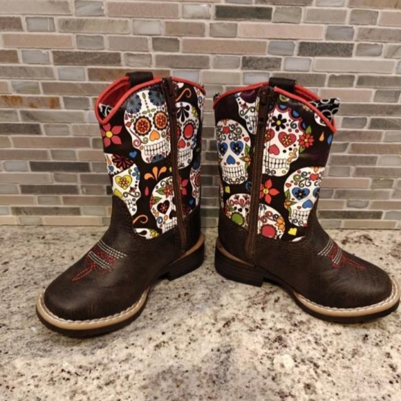 Blazin Roxx Kids Boots with Colorful Skull Design - Picture 3 of 3